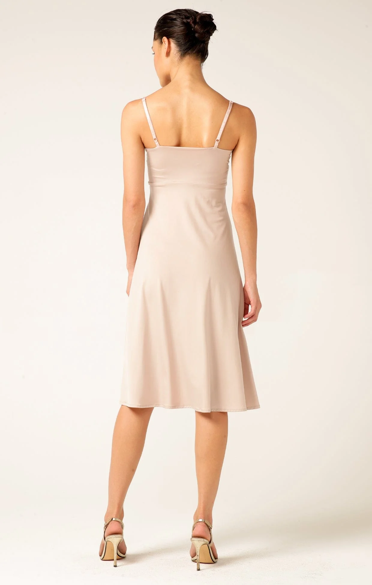 CROSS OVER SLIP DRESS IN NUDE - Image 3