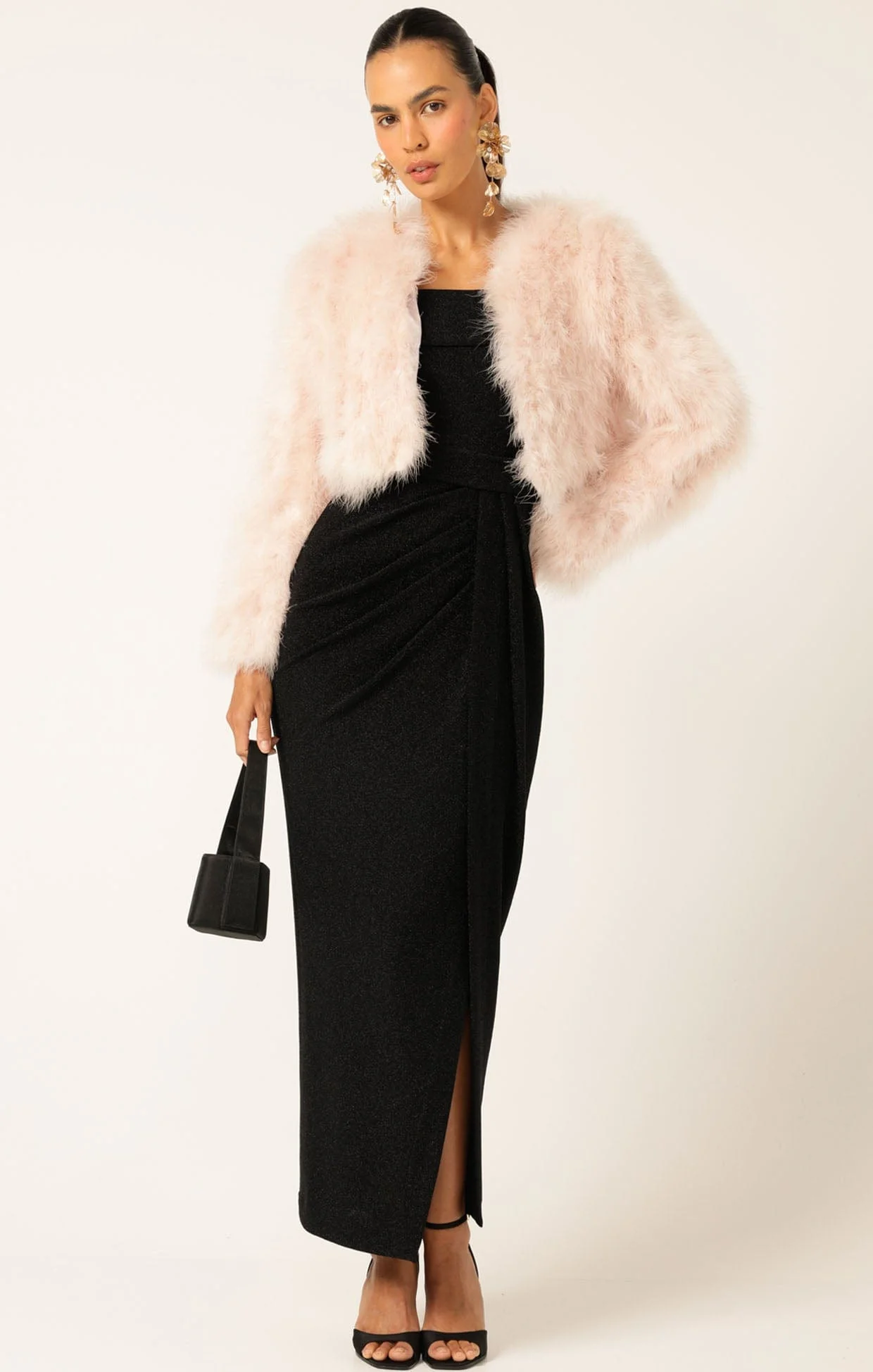 LUXE FEATHER JACKET IN BABY PINK - Image 5