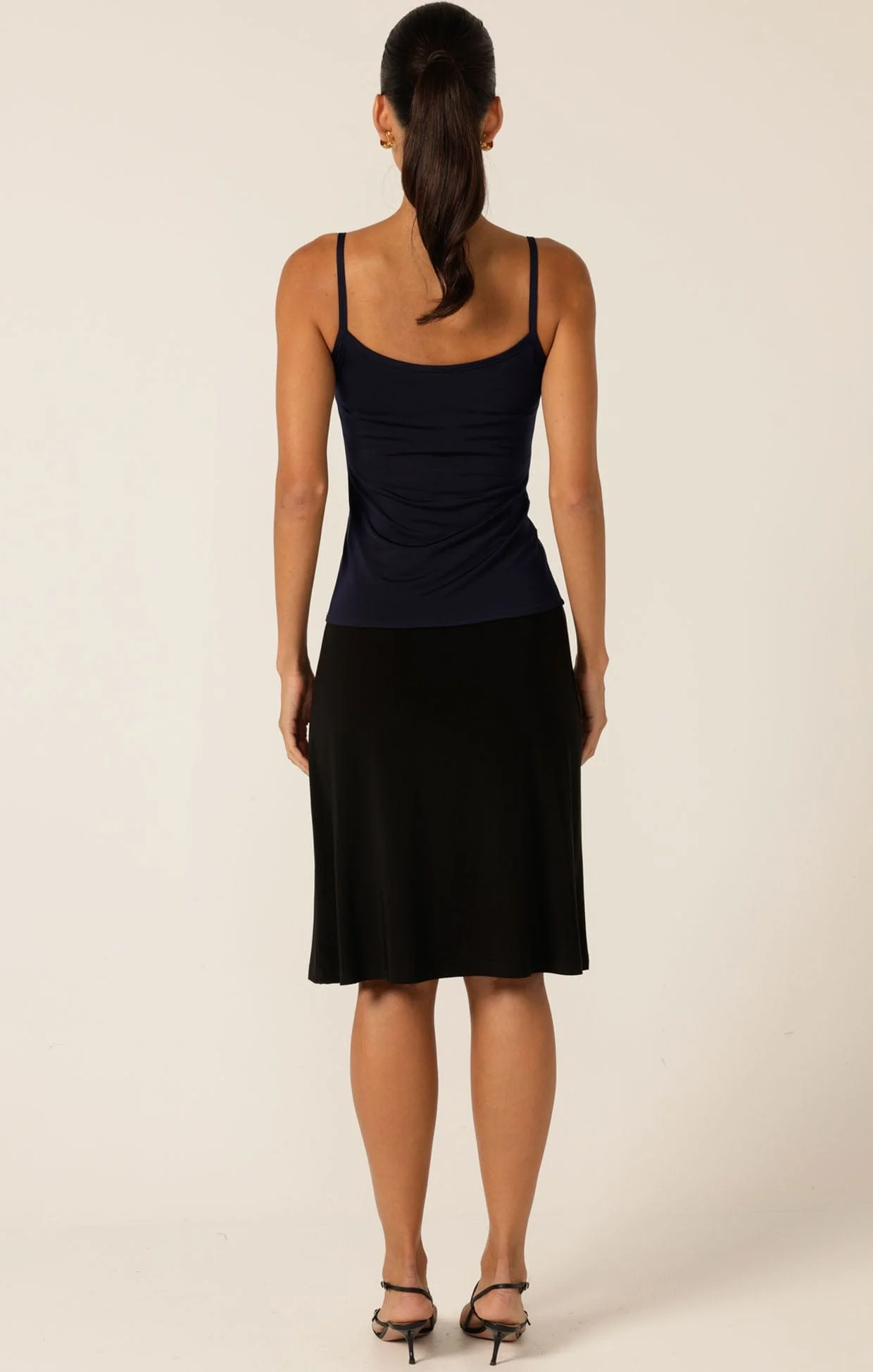 RUCHED GATHERED CAMI SLIP IN NAVY - Image 4
